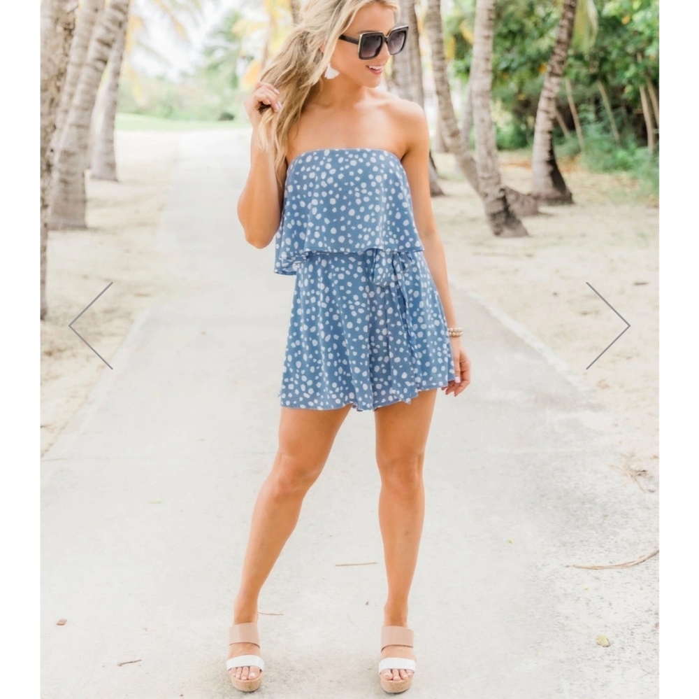 Pink Lily strapless romper